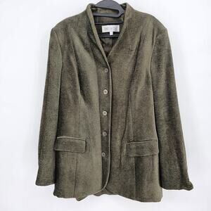 Worth Vintage Olive Textured Blazer Jacket Plus Sz16 Dark Academia Cottagecore